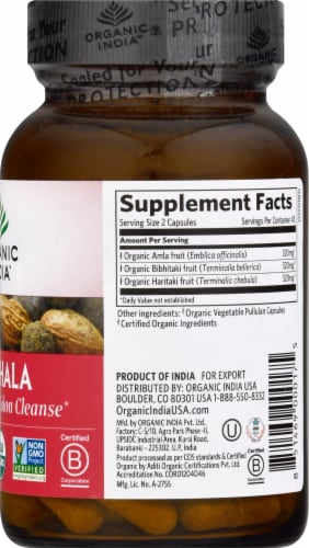 Organic India Triphala Vegetarian Capsules Perspective: right