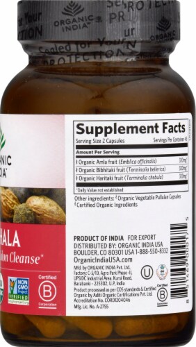 Organic India Triphala Vegetarian Capsules Perspective: right