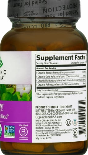 Organic India™ Joy! Herbal Supplement Vegetarian Capsules Perspective: right