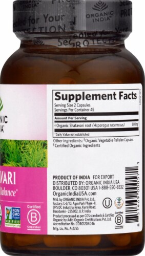 Organic India™ Shatavari Vegetarian Capsules Perspective: right