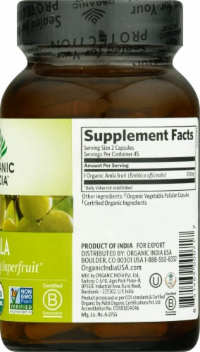 Organic India™ Amla Vegetarian Capsules Perspective: right