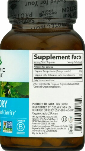 Organic India™ Memory Vegetarian Capsules Perspective: right
