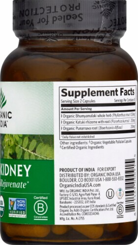Organic India™ Liver Kidney Vegetarian Capsules Perspective: right