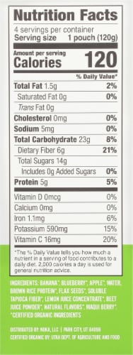 Noka® Blueberry Beet + Prebiotic Fiber Superfood Smoothie Fruit Pouch Perspective: right