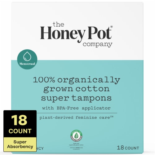 The Honey Pot® Super Organic Bio-Plastic Applicator Tampons Perspective: right