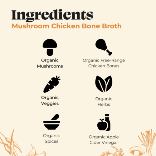 Kettle & Fire Mushroom Chicken Bone Broth Perspective: right