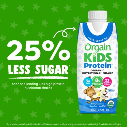 Orgain Organic Kids 8g Protein Nutritional Shake Drink, Vanilla Perspective: right