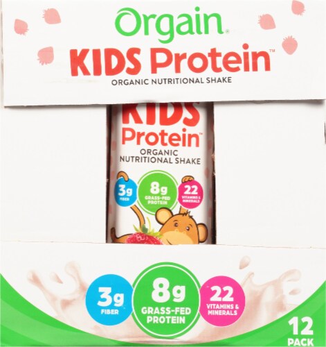 Orgain Kids Protein Organic Strawberry Nutritional Shakes Perspective: right