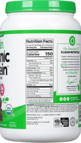 Orgain® Organic Creamy Chocolate Fudge Protein Powder Perspective: right