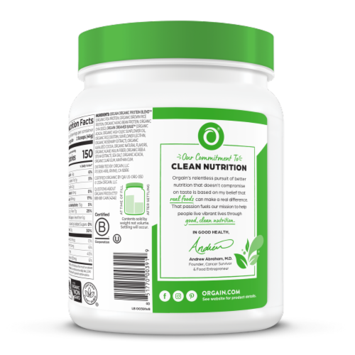 Orgain® Organic Protein™ Creamy Chocolate Fudge Flavor Plant-Based Protein Powder Perspective: right