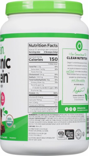 Orgain Plant Based Powder Chocolate Peanut Butter Organic Protein Perspective: right