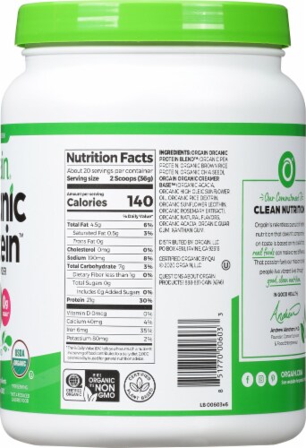 Orgain  Organic Protein™ Plant Based Powder   Natural Unsweetened Perspective: right