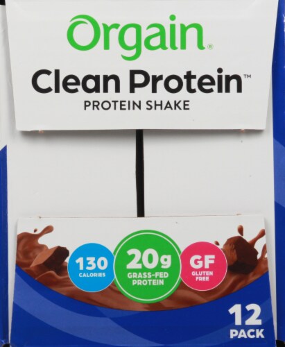 Orgain Clean Protein Grass Fed Creamy Chocolate Fudge Protein Shake, 12 ct  / 11 fl oz - Kroger