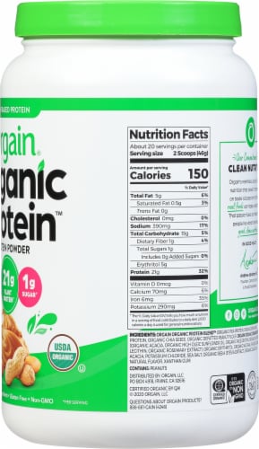 Orgain® Organic Peanut Butter Plant Based Protein Powder Perspective: right