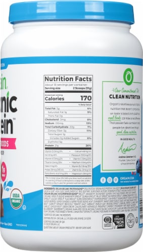 Orgain Organic Protein & Superfoods Creamy Chocolate Fudge Flavor Plant Based Protein Powder Perspective: right