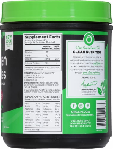 Orgain® Unflavored Collagen Peptides Protein Powder Perspective: right