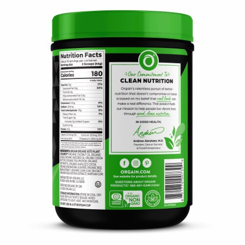 Orgain® Organic Chocolate KETO Plant Protein Powder Perspective: right