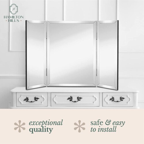 Hamilton Hills 28x40  Silver Trifold Mirror | Full Length Beveled Edges Perspective: right