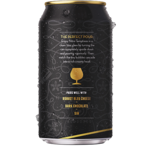 Lakewood Brewing Co. Temptress Nitro Imperial Milk Stout Craft Beer Cans Perspective: right