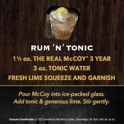 The Real McCoy Single Blended 3-Year Aged White Rum Perspective: right