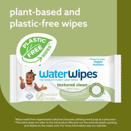 Waterwipes Plastic-Free Textured Clean, Toddler & Baby Wipes, 99.9% Water  Based