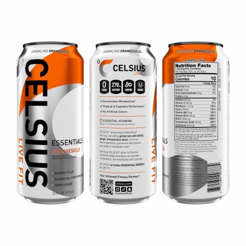 CELSIUS® ESSENTIALS Sparkling Sunset Energy Drink Variety Pack Perspective: right
