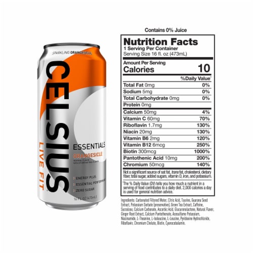 CELSIUS ESSENTIALS™ Sparkling Orangesicle Energy Drink Can CELSIUS ESSENTIALS™ Sparkling Orangesicle Energy Drink Can