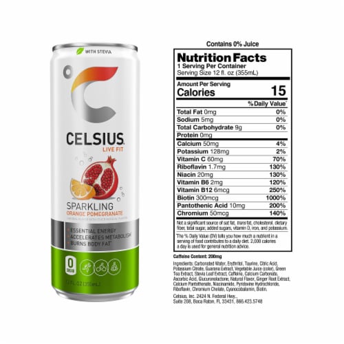 CELSIUS® Sparkling Orange Pomegranate Energy Drink Can Perspective: right