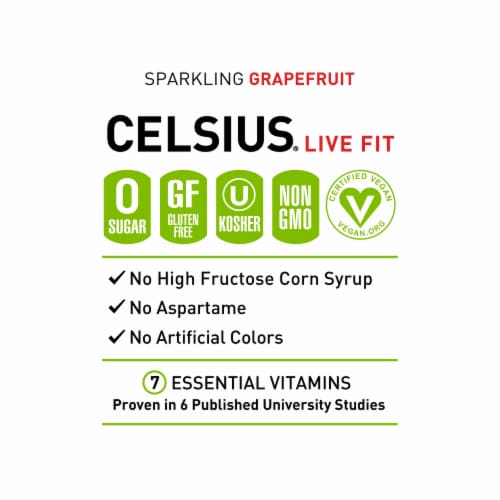 CELSIUS® Stevia Sparkling Grapefruit Energy Drink Mutlipack Cans Perspective: right