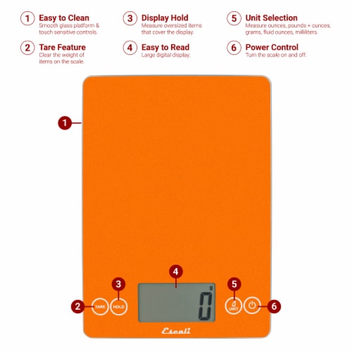 Escali Arti Orange Glass Digital Scale Perspective: right