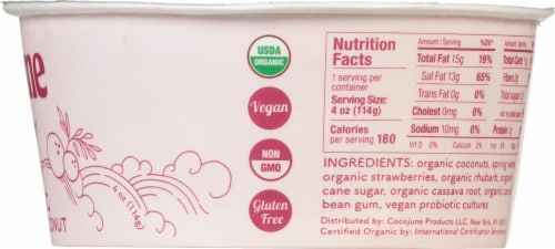 Cocojune Strawberry Rhubard Dairy Free Organic Cultured Coconut Yogurt Perspective: right
