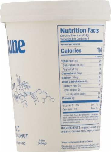 Cocojune Pure Coconut Organic Yogurt Tub Perspective: right