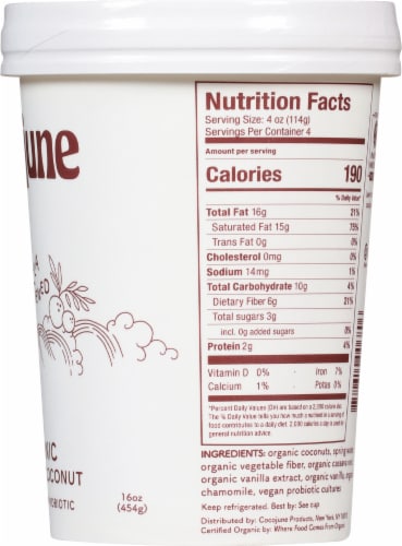 Cocojune Organic Unsweetened Vanilla & Chamomile Coconut Yogurt Perspective: right