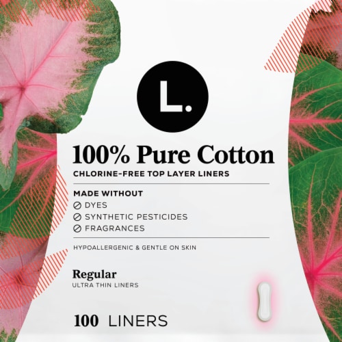 L. Chlorine Free Organic Cotton Ultra Thin Liners Regular Absorbency Perspective: right