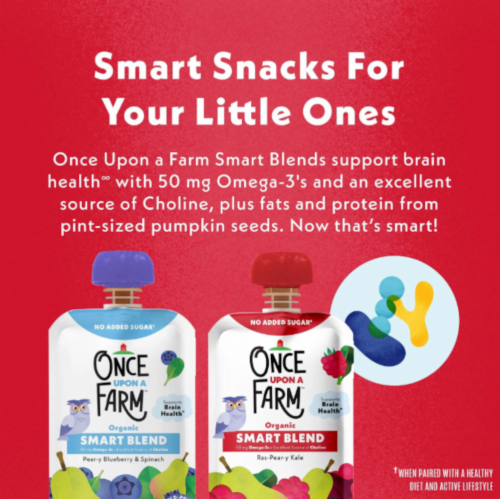 Once Upon A Farm™ Toddler Rasp-Pear-Y Vanilla Snack Pouch Perspective: right