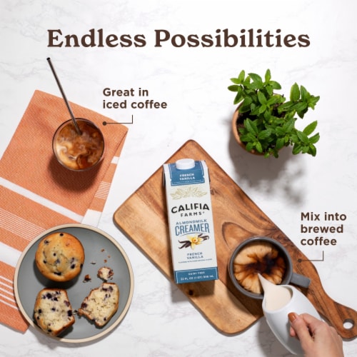 Califia Farms French Vanilla Almond Milk Coffee Creamer Perspective: right