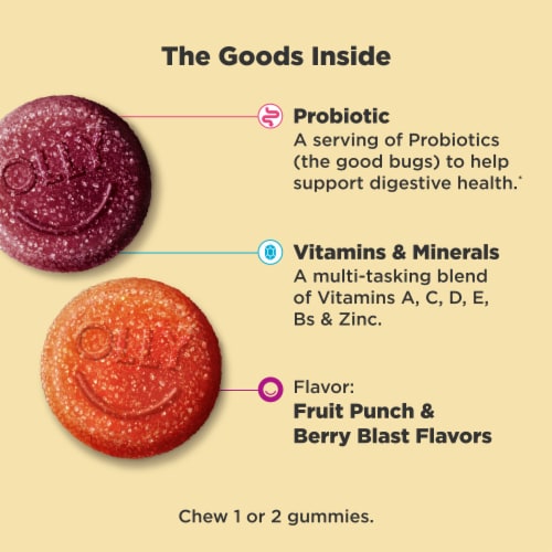 OLLY Kids Multivitamin and Probiotic Berry Flavor Gummy Vitamin Supplement Perspective: right