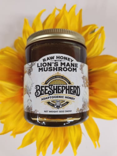 Bee Shepherd Lion's Mane Mushroom in Raw Honey Lemon 12oz Perspective: right