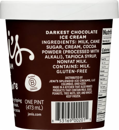 Jeni's Darkest Chocolate Ice Cream Pint Perspective: right