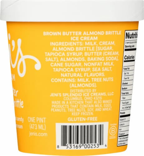 Jeni's Brown Butter Almond Brittle Ice Cream Pint Perspective: right