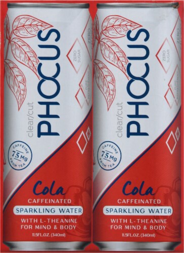 Phocus™ Caffeinated Cola Flavored Sparkling Water Cans Perspective: right