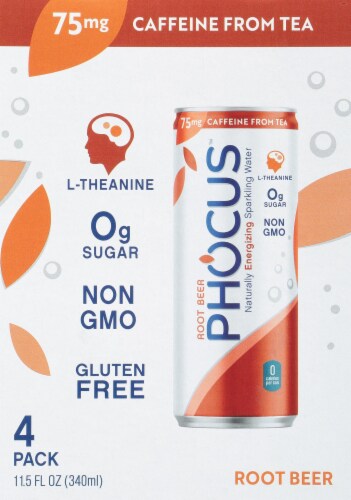 Phocus™ Caffeinated Root Beer Flavored Sparkling Water Cans Perspective: right