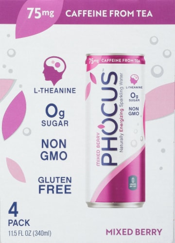 Phocus Mixed Berry Caffienated Sparkling Water Perspective: right