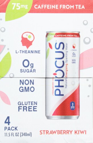 Phocus™ Caffeinated Kiwi Flavored Sparkling Water Cans Perspective: right