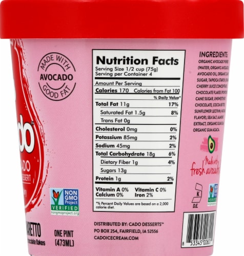 Cado Dairy Free Cherry Amaretto Frozen Dessert Pint Perspective: right