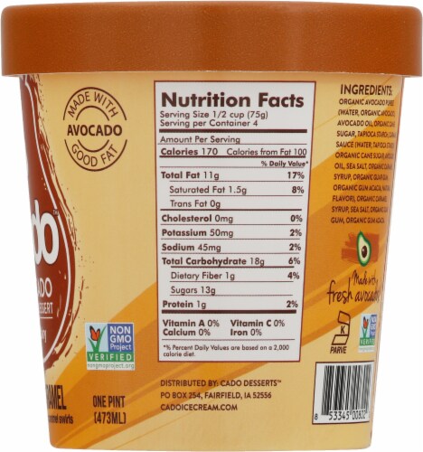 Cado™ Salted Caramel Dairy Free Avocado Frozen Dessert Perspective: right