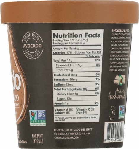 Cado Dairy Free Java Chip Frozen Dessert Pint Perspective: right