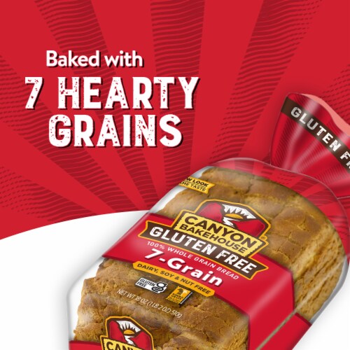 Canyon Bakehouse 7-Grain Sandwich Bread, Gluten Free Bread, 100% Whole Grain, Frozen, 18 oz Loaf Perspective: right