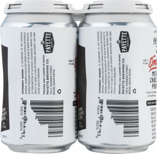 Payette Brewing Co. Embers Mexican Chocolate Porter Beer Cans Perspective: right