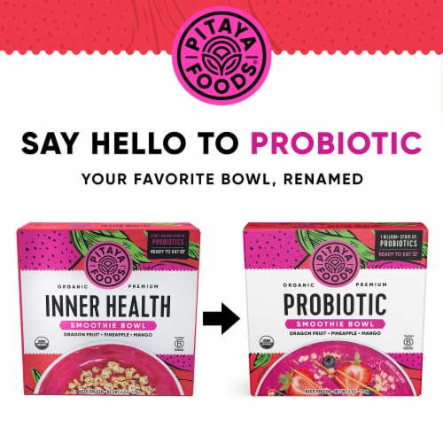 Pitaya Foods® Organic Dragon Fruit Probiotic Smoothie Bowl Perspective: right